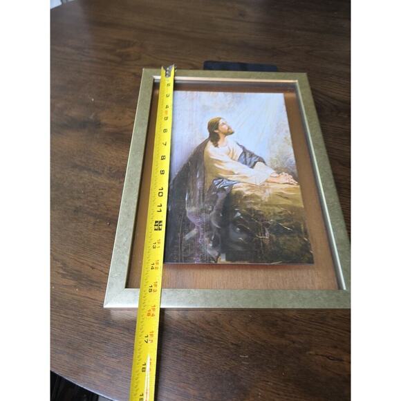 Vintage Jesus Print Praying At The Garden Of Gethsemane Gold Frame 16 X 12 - Picture 14 of 16